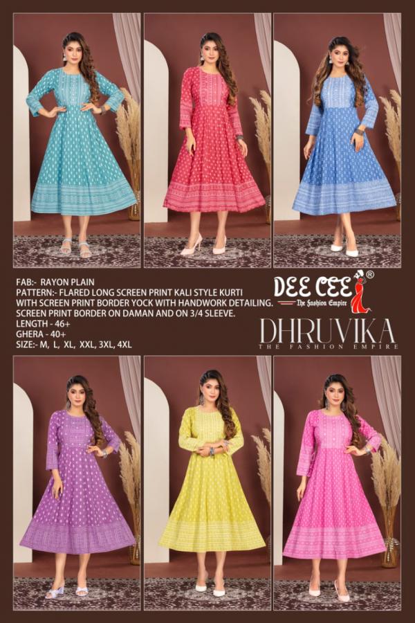 Deecee Dhruvika Flared Printed Rayon Anarkali Kurtis Collection